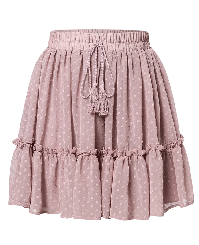 Polka Dot Pink Mini Skirts-5