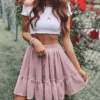 Polka Dot Pink Mini Skirts