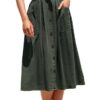 Button Down A-line Midi Skirt