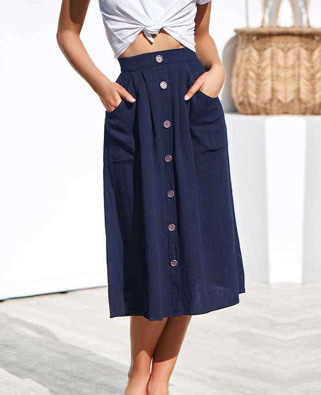 A line midi button skirt discount