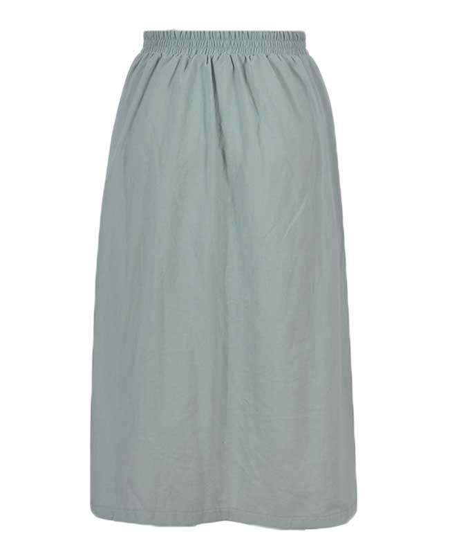 Button Down A-line Midi Skirt-10