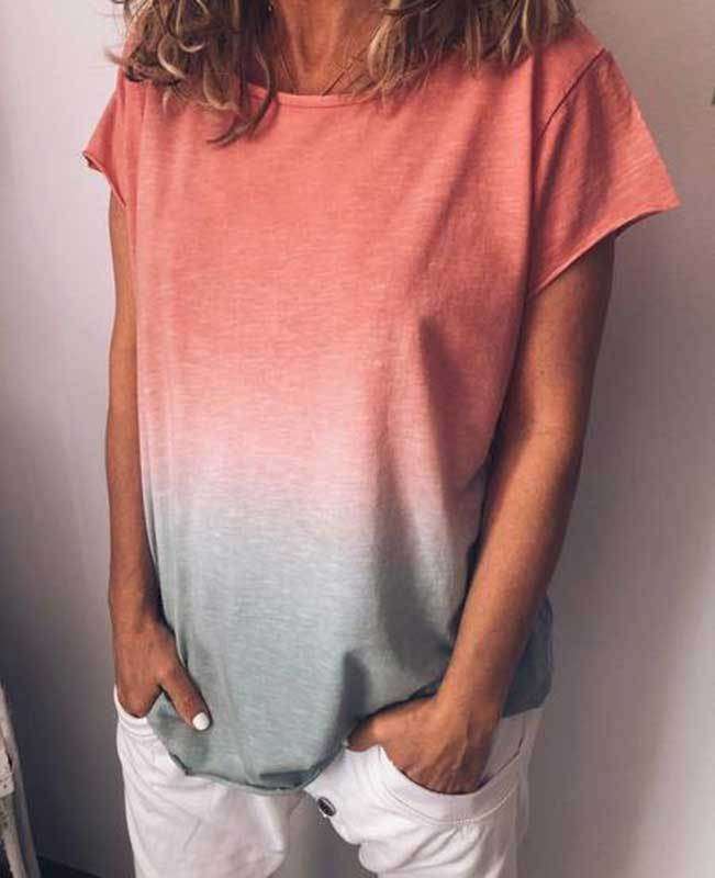 Change Color Round Neck T-shirt