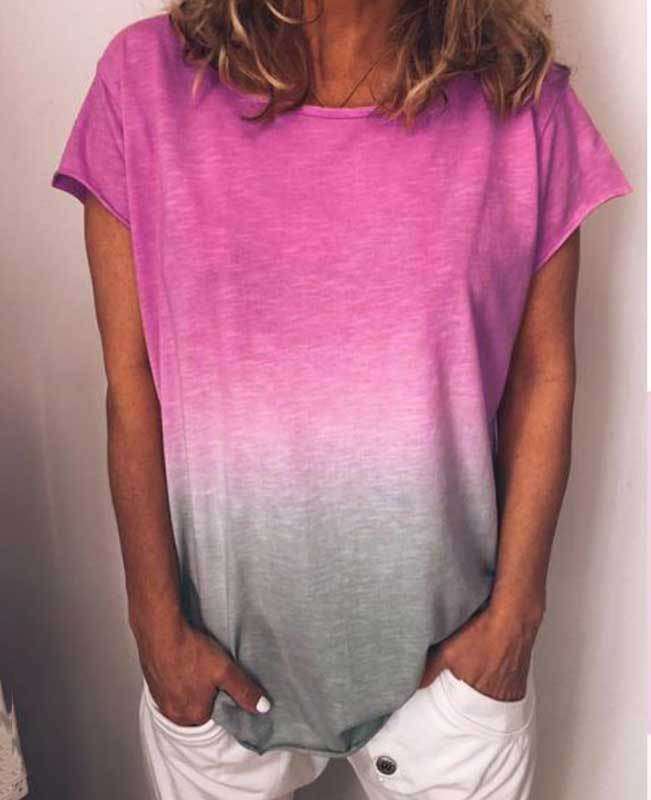 Change Color Round Neck T-shirt-1