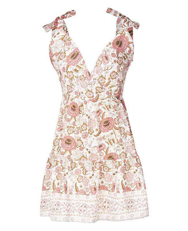 Spaghetti Strap Boho Short Dress-7