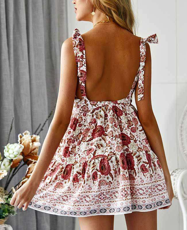 Spaghetti Strap Boho Short Dress