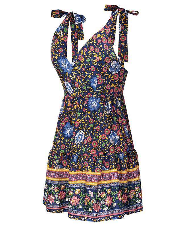 Spaghetti Strap Boho Short Dress
