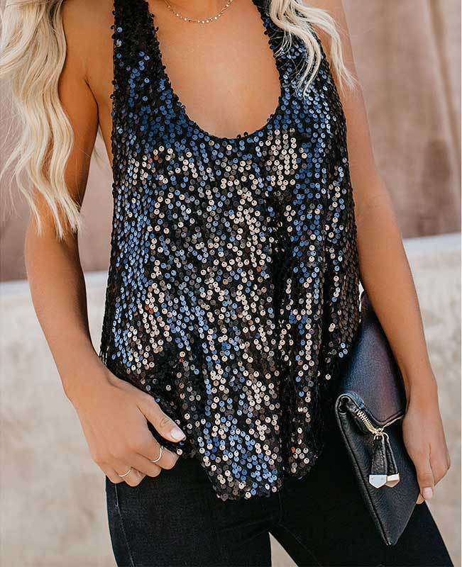 Sexy Shining Sequins Tank Tops