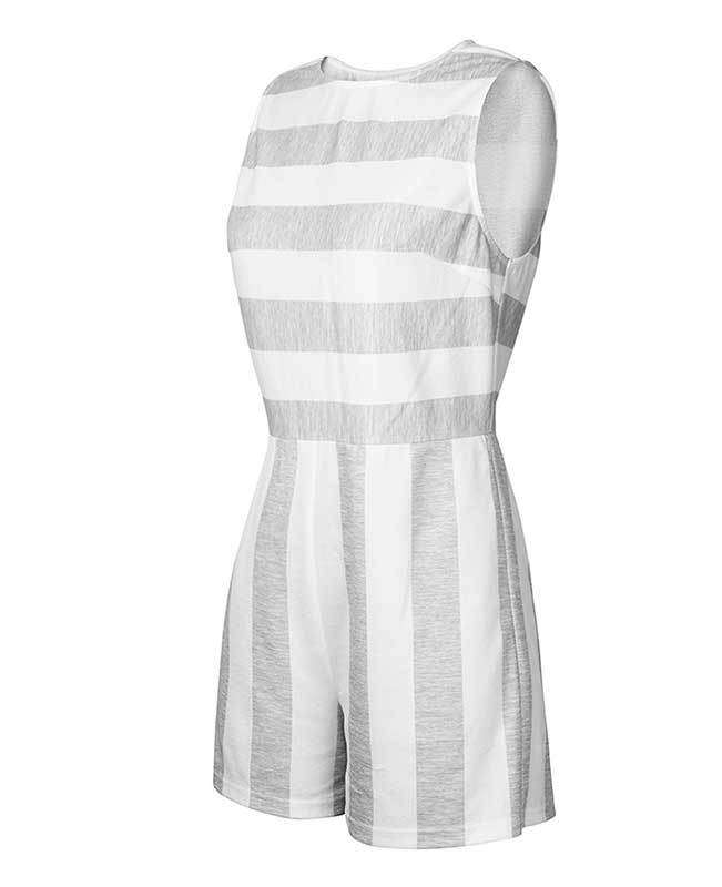 Sleeveless Striped Jumpsuit Short-13