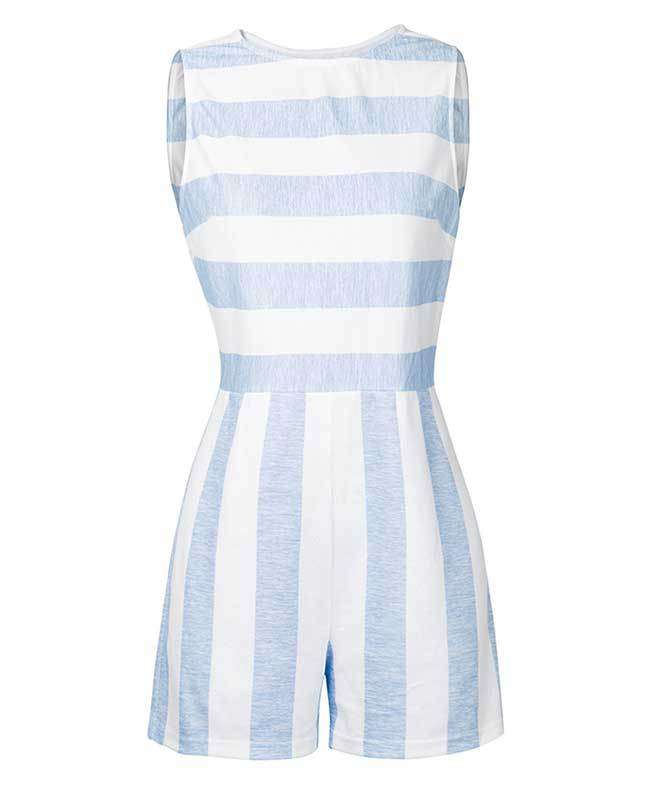 Sleeveless Striped Jumpsuit Short-7