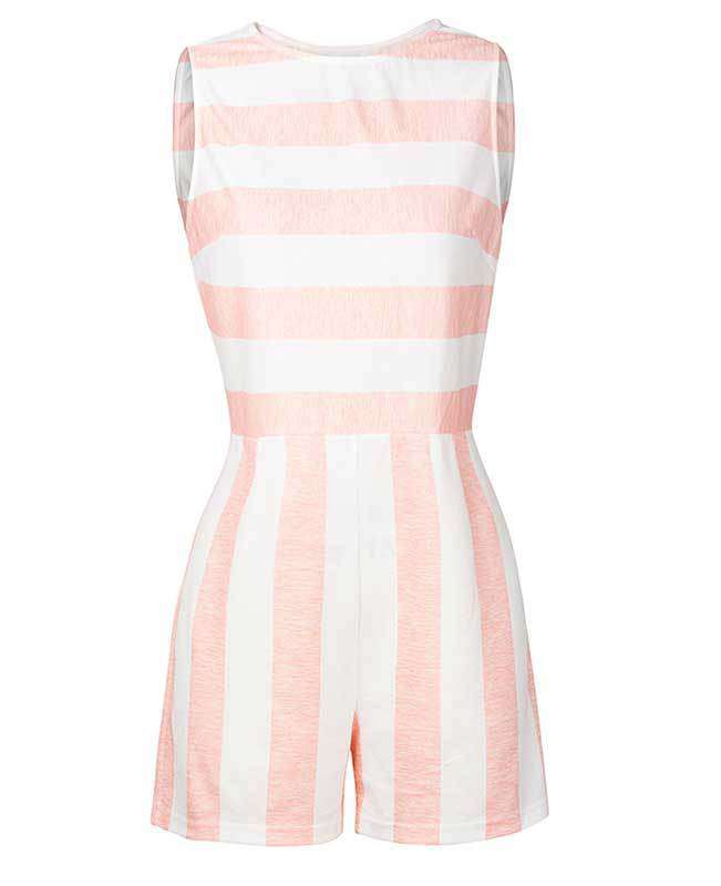 Sleeveless Striped Jumpsuit Short-6
