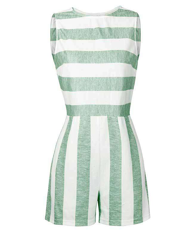 Sleeveless Striped Jumpsuit Short-5