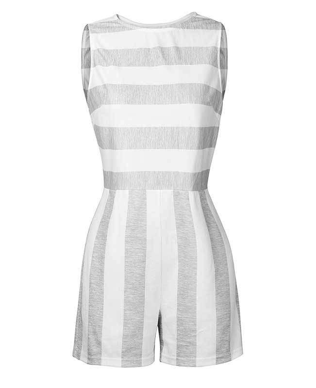 Sleeveless Striped Jumpsuit Short-7