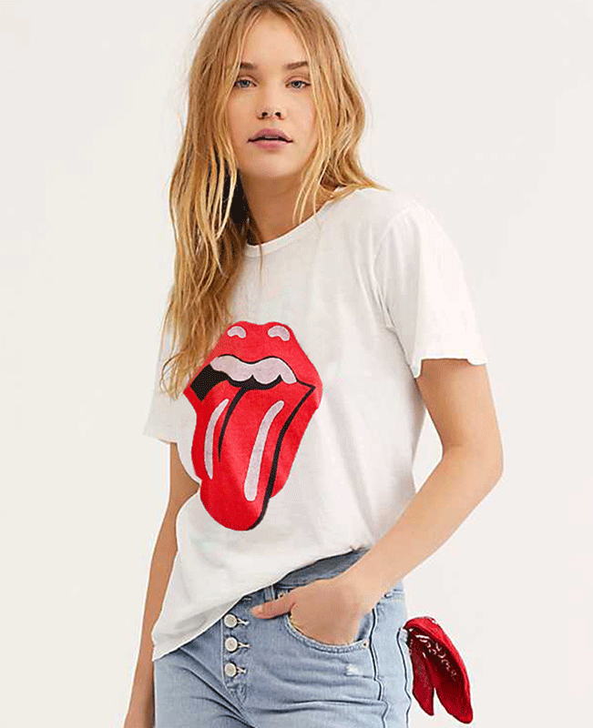 Round Neck Big Tongue Tops T-shirt