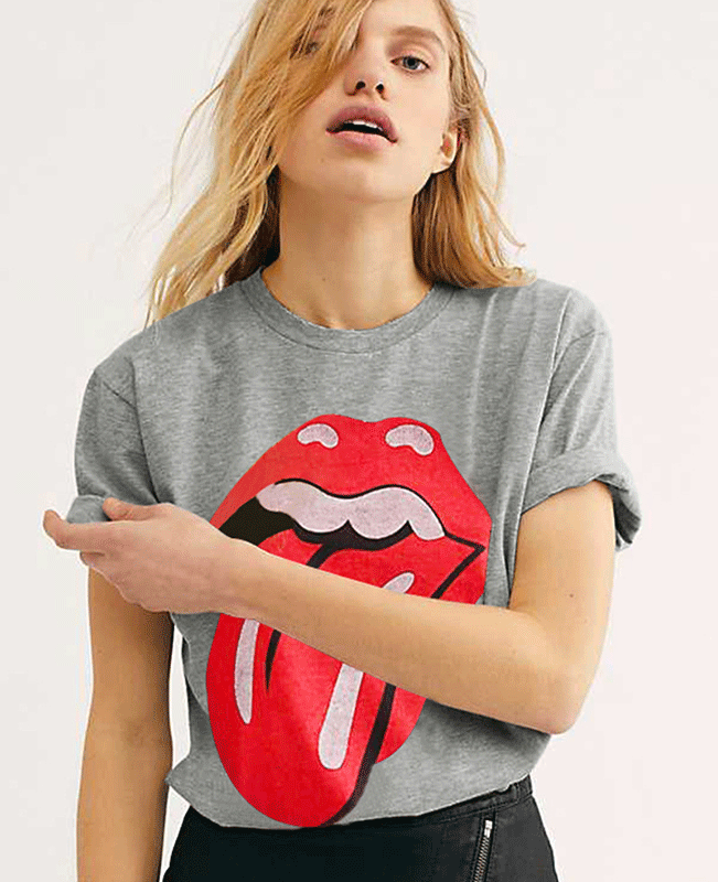 Round Neck Big Tongue Tops T-shirt