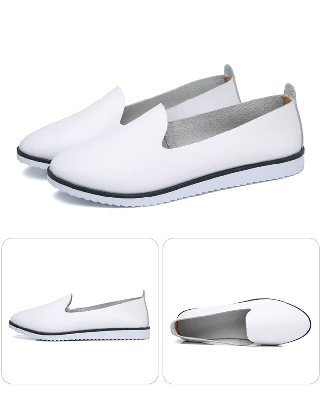 Genuine Leather Ladies Shallow Moccasins-4