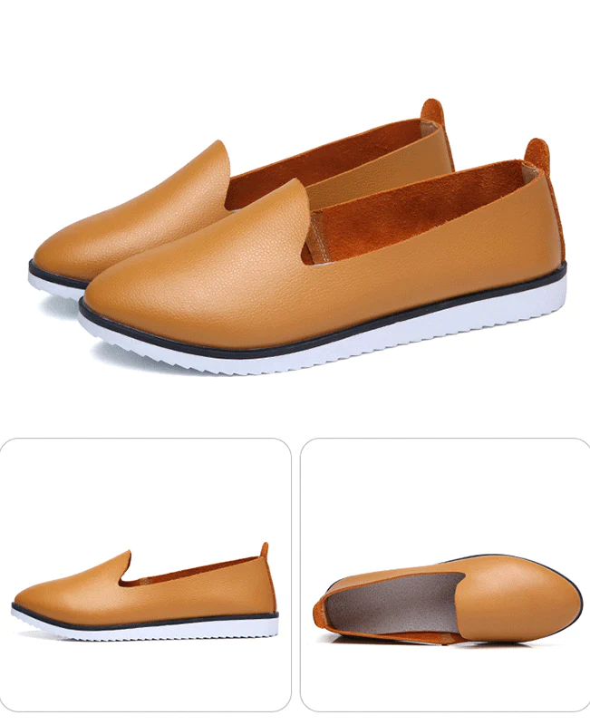 Genuine Leather Ladies Shallow Moccasins-6
