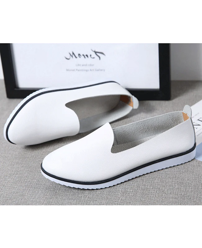Genuine Leather Ladies Shallow Moccasins-7