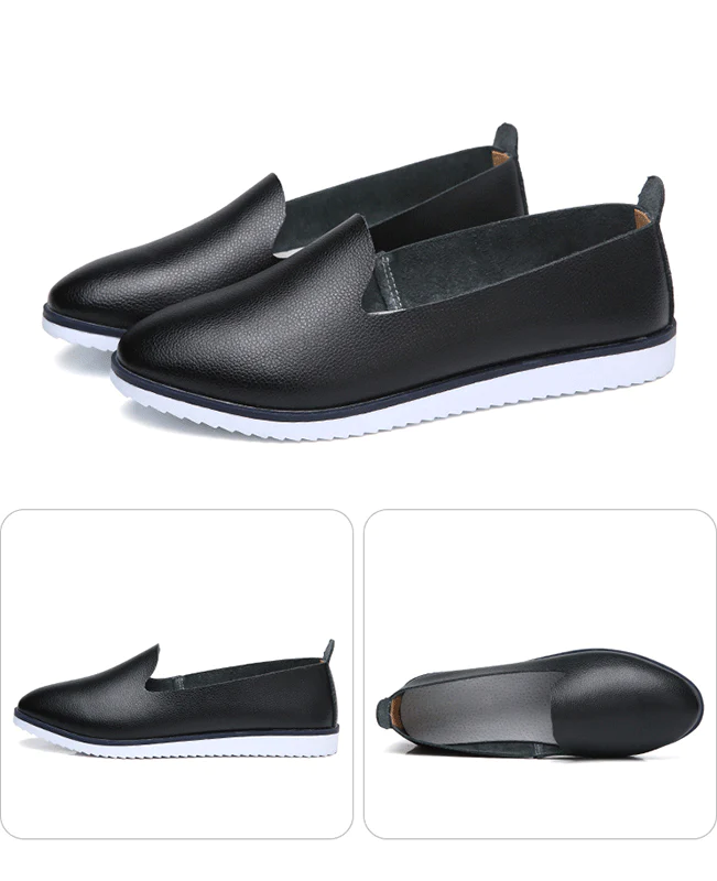 Genuine Leather Ladies Shallow Moccasins-5