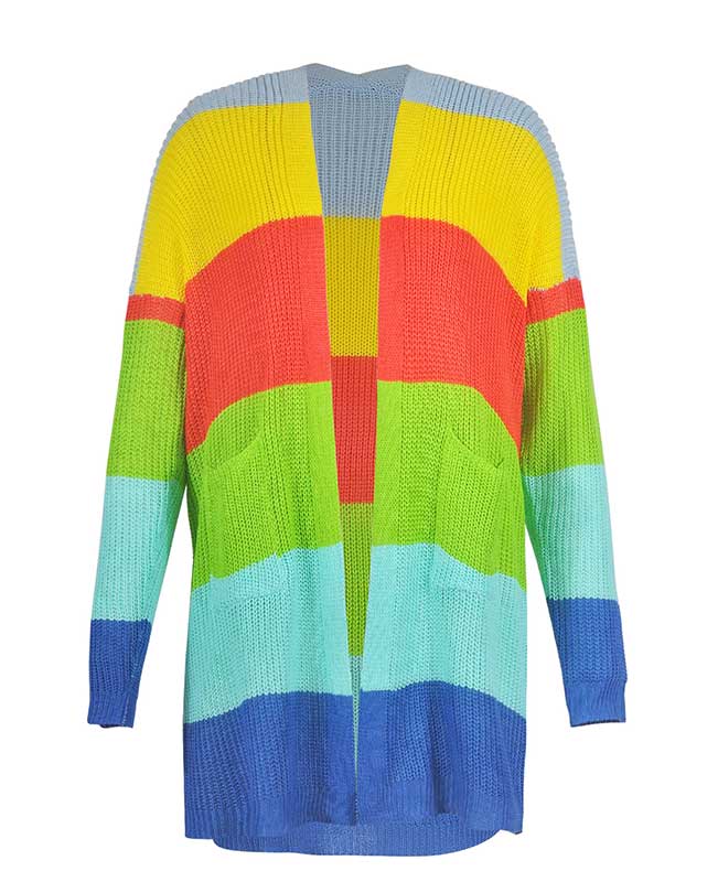 Colorful Striped Sweater Cardigan