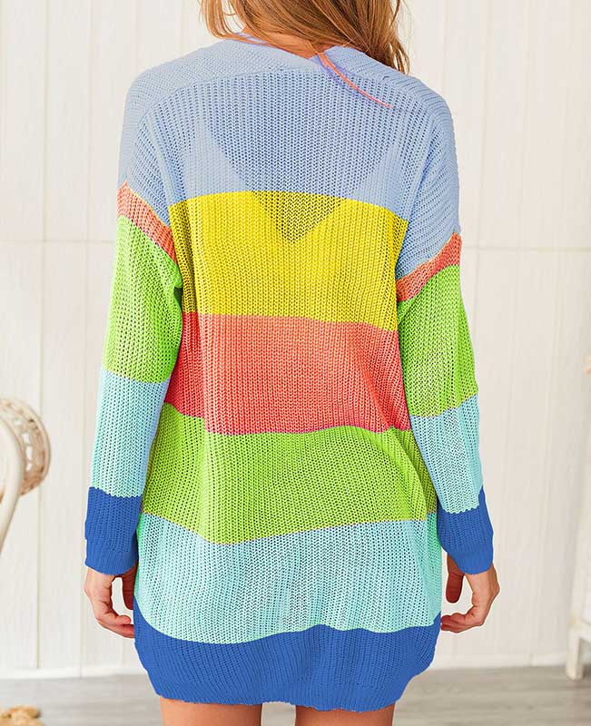 Rainbow Color Oversized Knitted Sweater