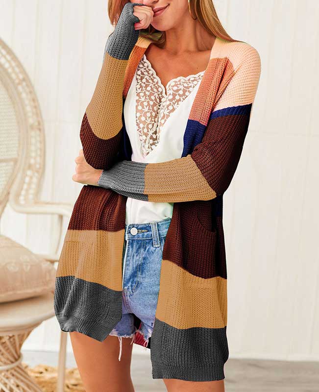 Colorful Striped Sweater Cardigan