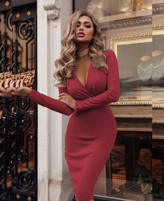 Deep v bodycon dress new arrivals