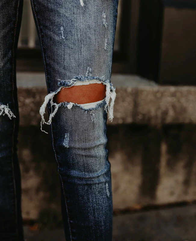 Distressed Skinny Ripped Jeans-6