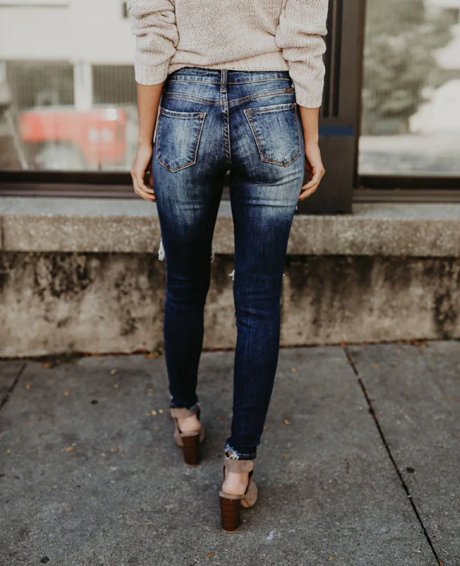 Distressed Skinny Ripped Jeans-4