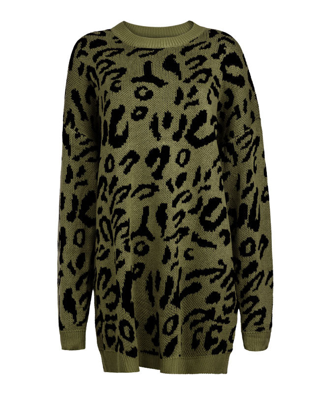 Large print leopard sweater hot sale