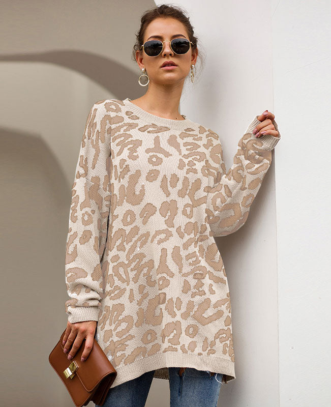 Oversized Leopard Print Sweater