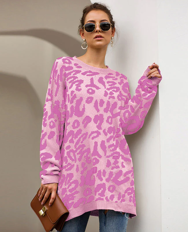 Oversized Leopard Print Sweater