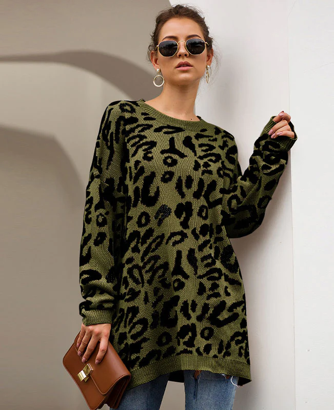 Oversized Leopard Print Sweater