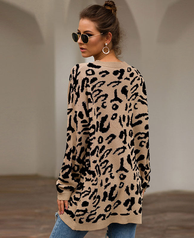 Long leopard print store sweater