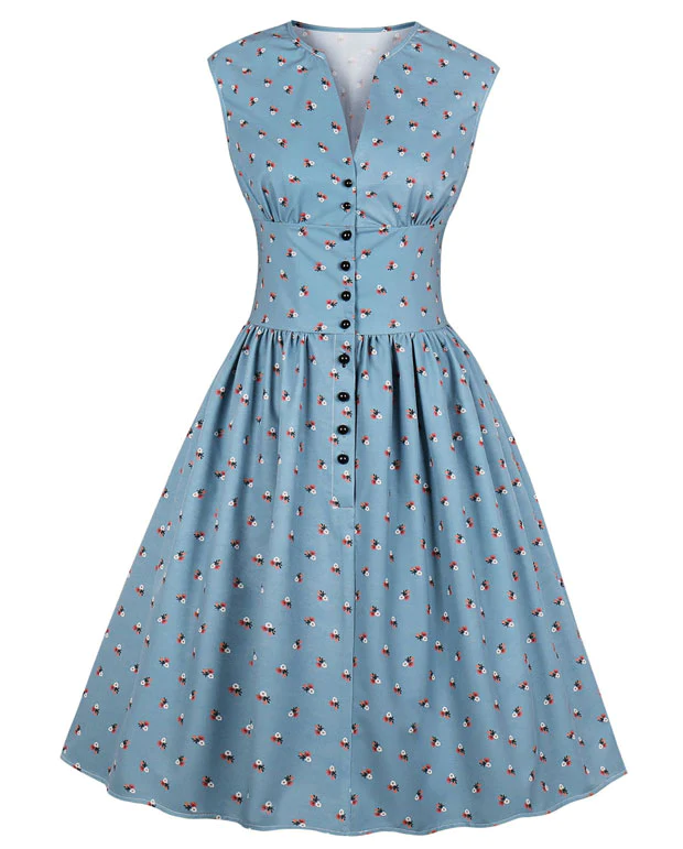 Sleeveless Floral Vintage Cocktail Dresses