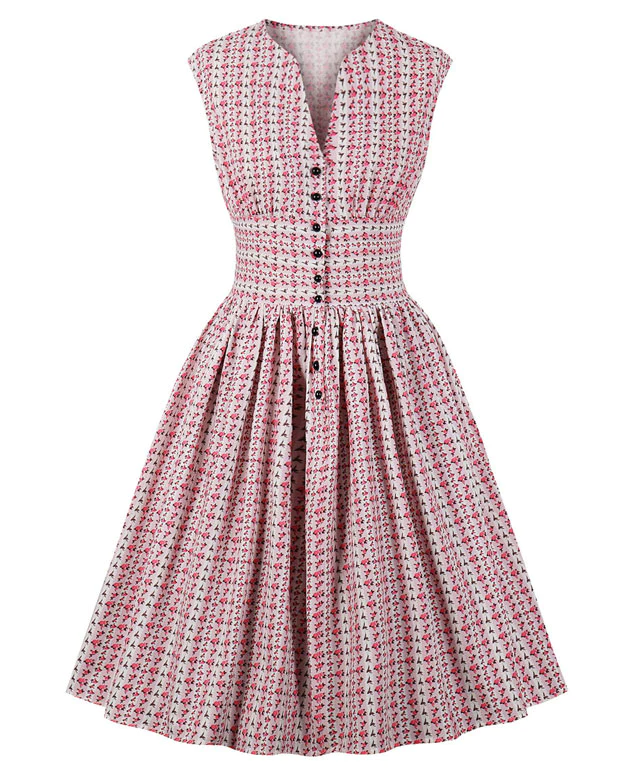 Sleeveless Floral Vintage Cocktail Dresses