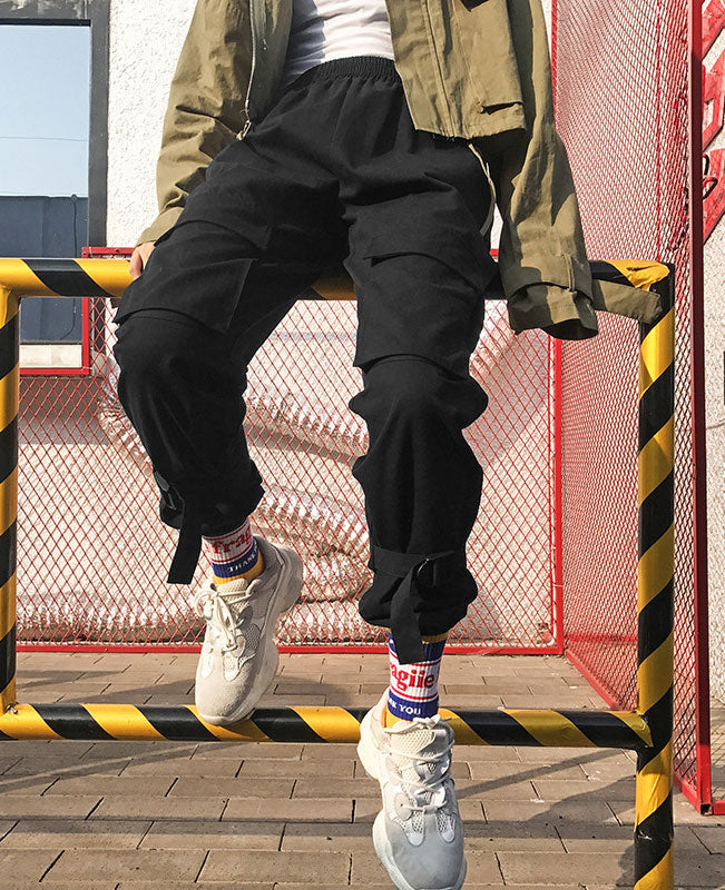Street Black Cargo Trousers