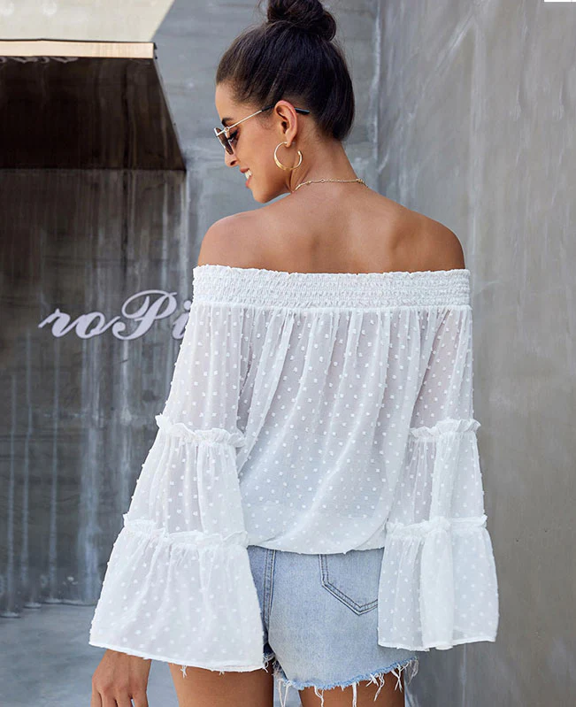 Bell Sleeve Sweet Off Shoulder Blouse-6
