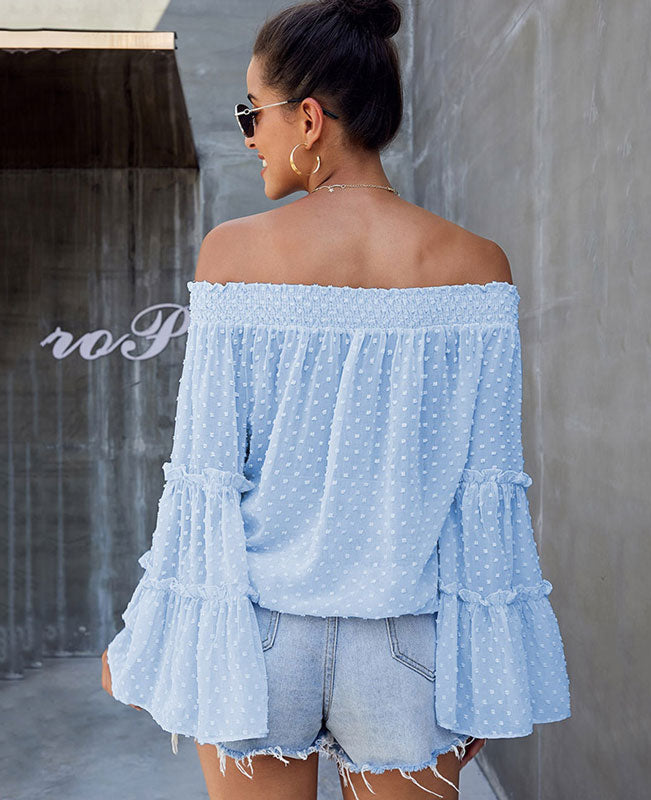 Bell Sleeve Sweet Off Shoulder Blouse-8