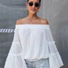 Bell Sleeve Sweet Off Shoulder Blouse