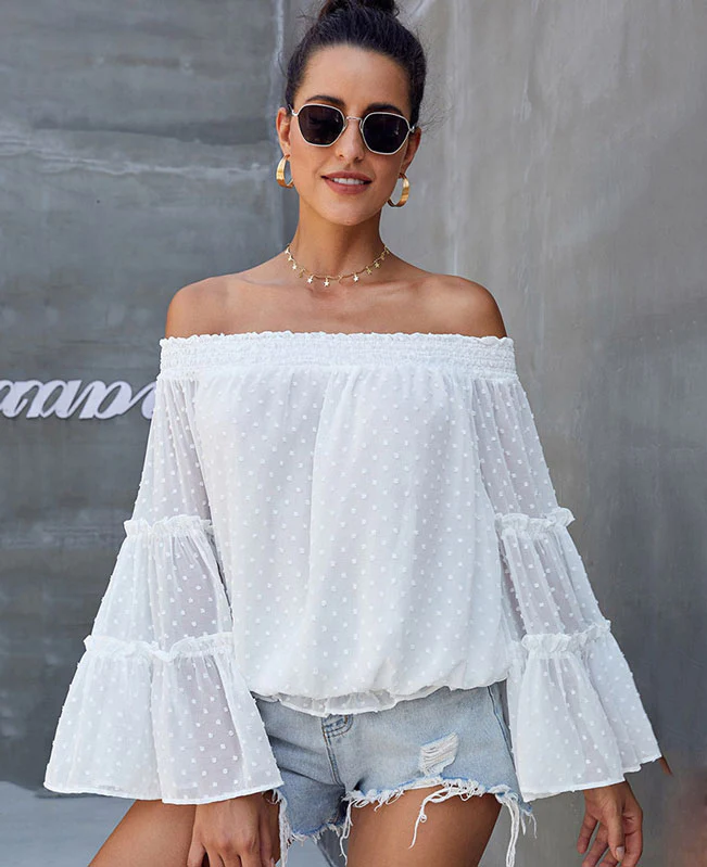 Bell Sleeve Sweet Off Shoulder Blouse