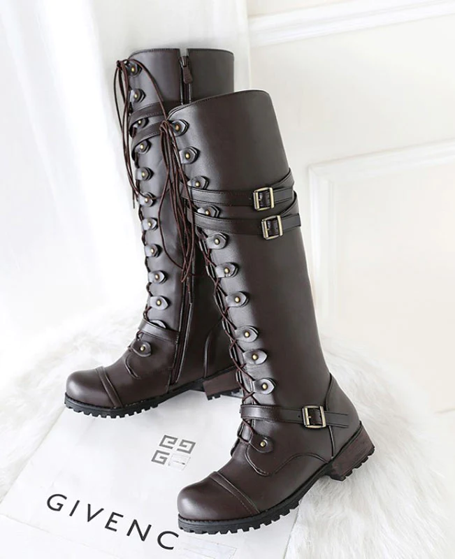 Lace Up Combat Boots for Women-5