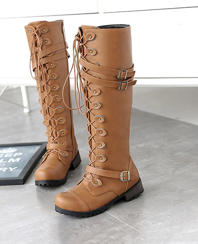 Lace Up Combat Boots for Women-10