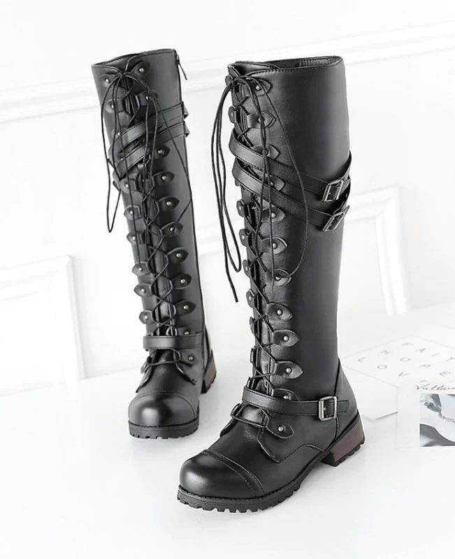 Lace Up Combat Boots for Women-4