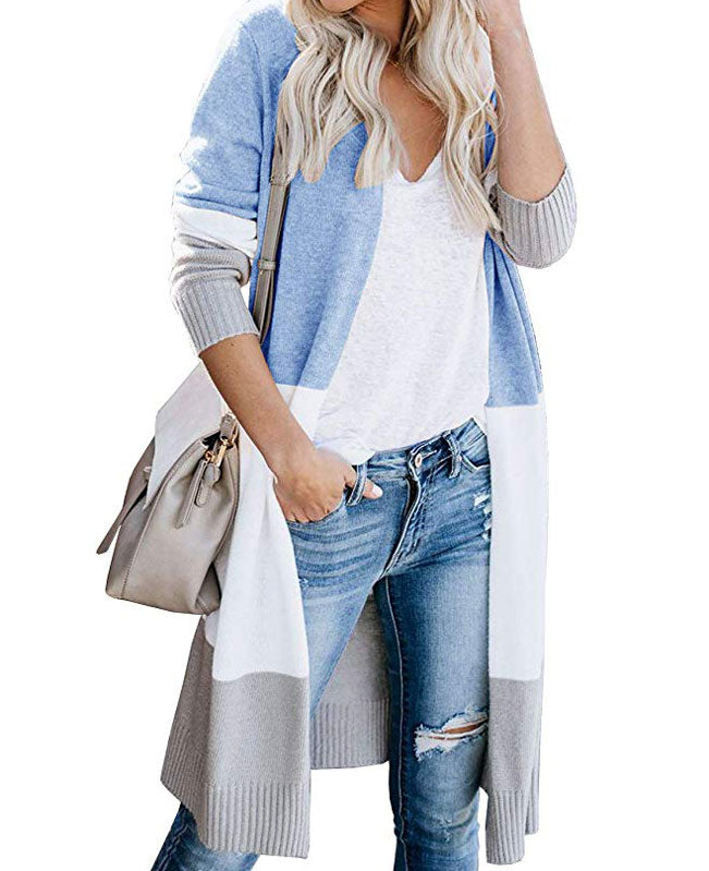 Colorblock Long Cardigan Sweater