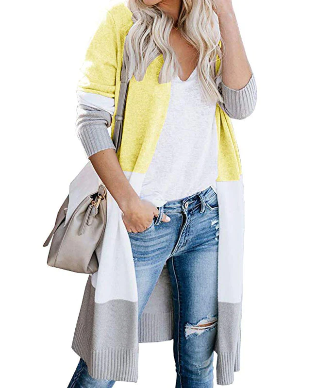 Colorblock Long Cardigan Sweater