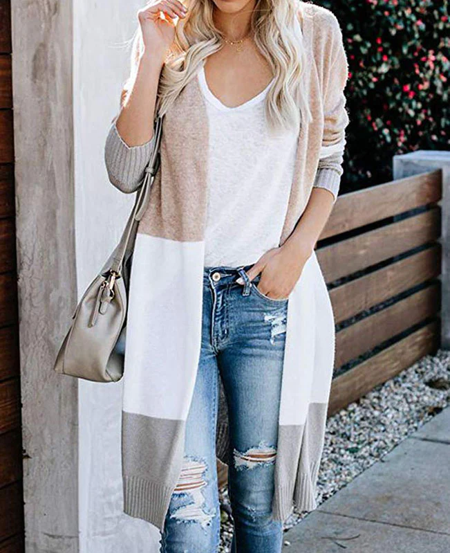 Colorblock Long Cardigan Sweater