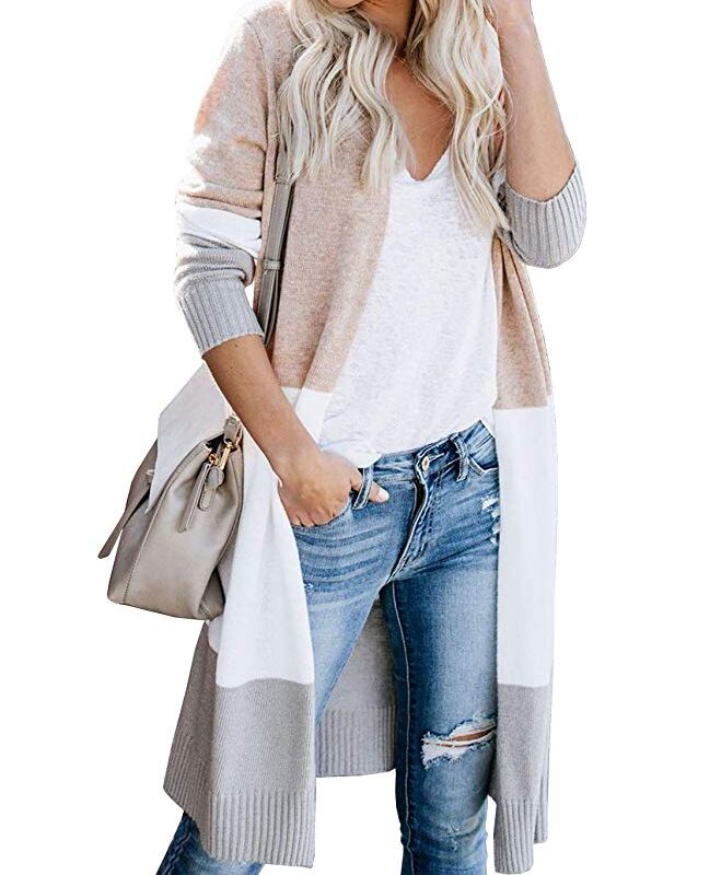Colorblock Long Cardigan Sweater