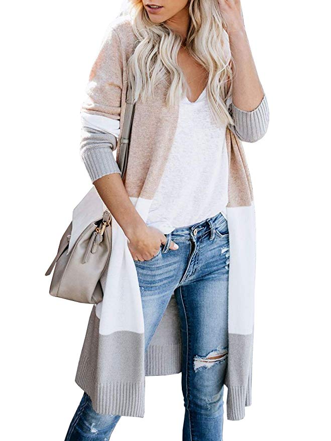 Colorblock Long Cardigan Sweater
