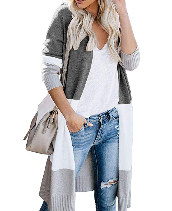 Colorblock Long Cardigan Sweater