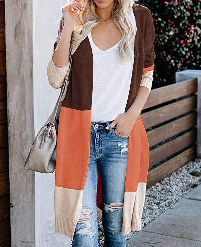 Colorblock Long Cardigan Sweater